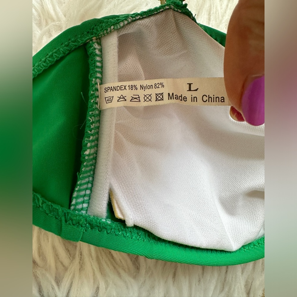 Emerald green bikini. Gold accents. Size Large runs small. New without tags. - Picture 11 of 13